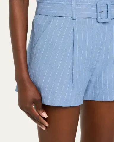 Veronica Beard Piper Belted Pinstripe Shorts | Thumbnail 5 Veronica Beard Piper Belted Pinstripe Shorts | Thumbnail 5