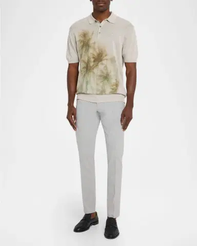 Bugatchi Men's Sharkskin Cotton Slim Flat-Front Chino Pants | Thumbnail 2 Bugatchi Men's Sharkskin Cotton Slim Flat-Front Chino Pants | Thumbnail 2