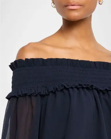 Veronica Beard Callum Off-The-Shoulder Chiffon Blouse | Thumbnail 4 Veronica Beard Callum Off-The-Shoulder Chiffon Blouse | Thumbnail 4