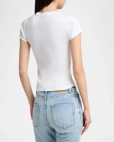 Saint Laurent Cassandre Short-Sleeve Rib-Knit T-Shirt | Thumbnail 3 Saint Laurent Cassandre Short-Sleeve Rib-Knit T-Shirt | Thumbnail 3