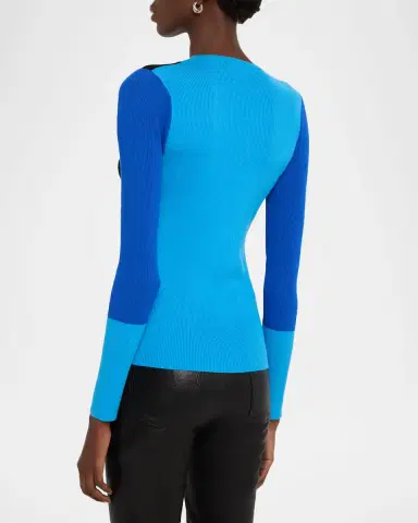 Elie Tahari Delia Colorblocked Crewneck Sweater | Thumbnail 3 Elie Tahari Delia Colorblocked Crewneck Sweater | Thumbnail 3