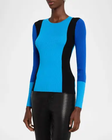 Elie Tahari Delia Colorblocked Crewneck Sweater | Thumbnail 4 Elie Tahari Delia Colorblocked Crewneck Sweater | Thumbnail 4