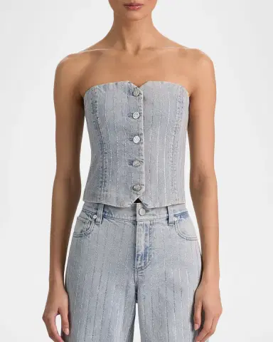 Alice + Olivia Kelcey Denim Strapless Top | Thumbnail 4 Alice + Olivia Kelcey Denim Strapless Top | Thumbnail 4