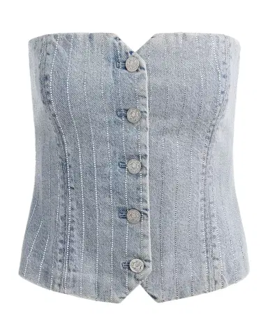 Alice + Olivia Kelcey Denim Strapless Top | Thumbnail 1 Alice + Olivia Kelcey Denim Strapless Top | Thumbnail 1