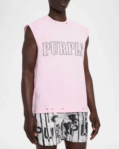 PURPLE Men's Slab Wordmark Distressed Tank Top | Thumbnail 4 PURPLE Men's Slab Wordmark Distressed Tank Top | Thumbnail 4