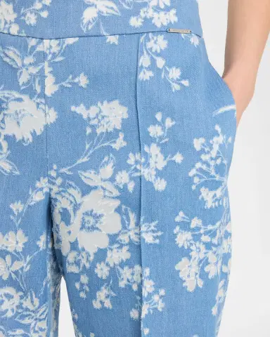 Elie Tahari The Gabby Straight-Leg Floral Denim Pants | Thumbnail 5 Elie Tahari The Gabby Straight-Leg Floral Denim Pants | Thumbnail 5