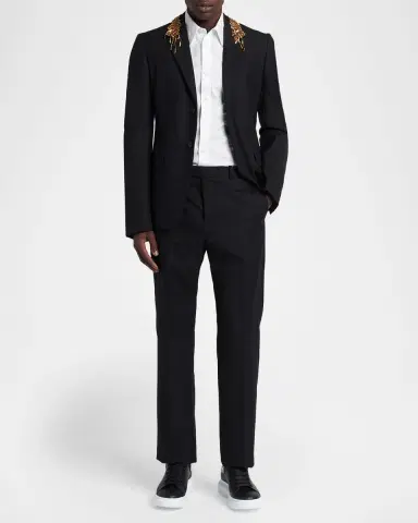 Alexander McQueen Men's Mid-Rise Straight-Leg Trousers | Thumbnail 2 Alexander McQueen Men's Mid-Rise Straight-Leg Trousers | Thumbnail 2