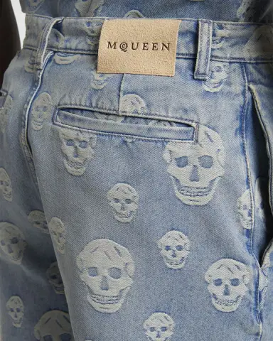 Alexander McQueen Men's Skull-Print Denim Shorts | Thumbnail 5 Alexander McQueen Men's Skull-Print Denim Shorts | Thumbnail 5
