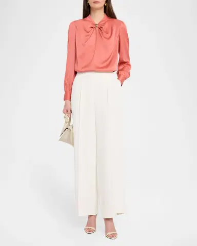 Elie Tahari The Clare Pleated Wide-Leg Pants | Thumbnail 2 Elie Tahari The Clare Pleated Wide-Leg Pants | Thumbnail 2