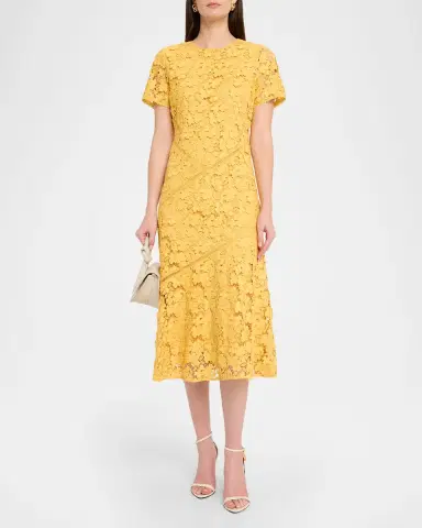 Elie Tahari The Marci Scalloped Floral Lace Midi Dress | Thumbnail 2 Elie Tahari The Marci Scalloped Floral Lace Midi Dress | Thumbnail 2
