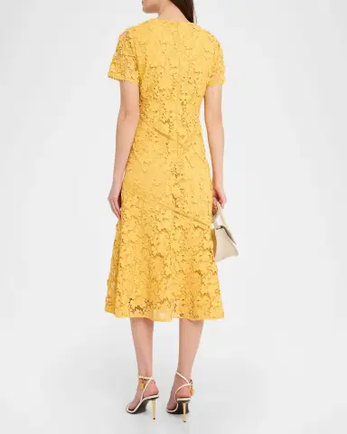 Elie Tahari The Marci Scalloped Floral Lace Midi Dress | Thumbnail 3 Elie Tahari The Marci Scalloped Floral Lace Midi Dress | Thumbnail 3