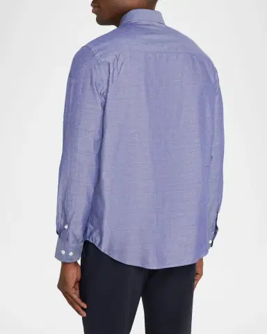 Bugatchi Men 's Axel Cotton and Linen Button-Down Shirt | Thumbnail 3 Bugatchi Men 's Axel Cotton and Linen Button-Down Shirt | Thumbnail 3