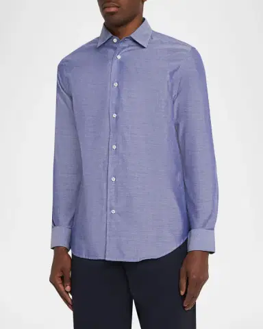 Bugatchi Men 's Axel Cotton and Linen Button-Down Shirt | Thumbnail 4 Bugatchi Men 's Axel Cotton and Linen Button-Down Shirt | Thumbnail 4