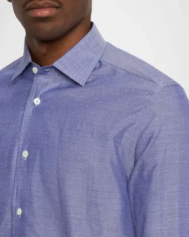 Bugatchi Men 's Axel Cotton and Linen Button-Down Shirt | Thumbnail 5 Bugatchi Men 's Axel Cotton and Linen Button-Down Shirt | Thumbnail 5