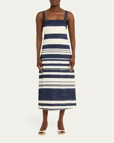 Veronica Beard Ella Stripe Linen Midi Dress | Thumbnail 2 Veronica Beard Ella Stripe Linen Midi Dress | Thumbnail 2