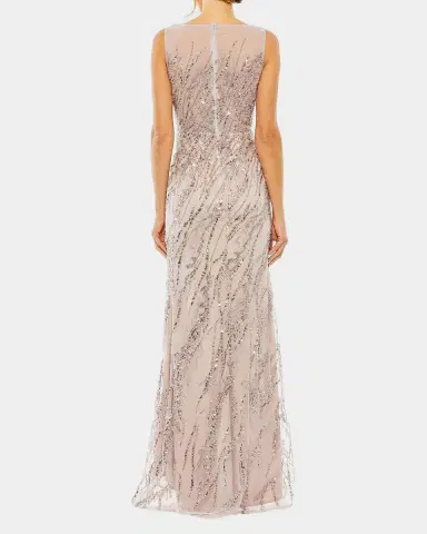 Mac Duggal Bead & Sequin Tulle Column Gown | Thumbnail 2 Mac Duggal Bead & Sequin Tulle Column Gown | Thumbnail 2
