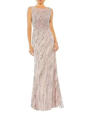 Mac Duggal Bead & Sequin Tulle Column Gown | Thumbnail 1 Mac Duggal Bead & Sequin Tulle Column Gown | Thumbnail 1