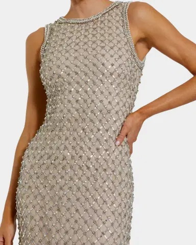 Mac Duggal Evening Sequined Mesh Column Gown | Thumbnail 3 Mac Duggal Evening Sequined Mesh Column Gown | Thumbnail 3