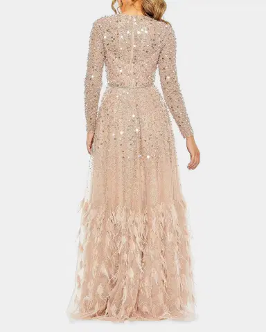 Mac Duggal Disc Sequin & Feather Embellished Gown | Thumbnail 2 Mac Duggal Disc Sequin & Feather Embellished Gown | Thumbnail 2