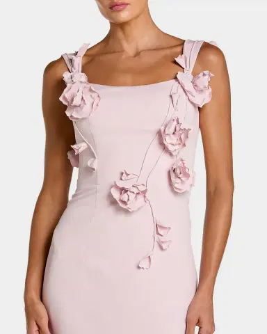 Mac Duggal Floral-Appliqué Square-Neck Column Gown | Thumbnail 2 Mac Duggal Floral-Appliqué Square-Neck Column Gown | Thumbnail 2