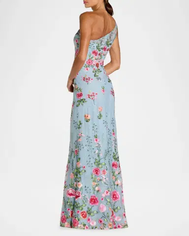 Mac Duggal One-Shoulder Floral Embroidered Gown | Thumbnail 7 Mac Duggal One-Shoulder Floral Embroidered Gown | Thumbnail 7