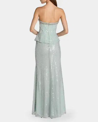 Mac Duggal Sequined Peplum Strapless Gown | Thumbnail 2 Mac Duggal Sequined Peplum Strapless Gown | Thumbnail 2