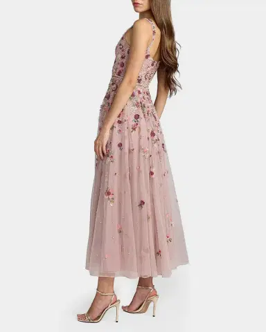 Mac Duggal Floral Embellished Scoopneck Midi-Dress | Thumbnail 2 Mac Duggal Floral Embellished Scoopneck Midi-Dress | Thumbnail 2