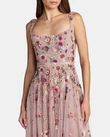 Mac Duggal Floral Embellished Scoopneck Midi-Dress | Thumbnail 3 Mac Duggal Floral Embellished Scoopneck Midi-Dress | Thumbnail 3