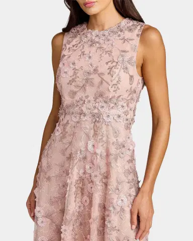 Mac Duggal Floral Embroidered Round-Neck Midi-Dress | Thumbnail 2 Mac Duggal Floral Embroidered Round-Neck Midi-Dress | Thumbnail 2