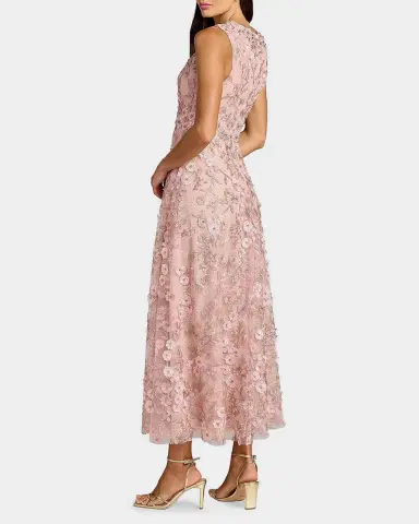 Mac Duggal Floral Embroidered Round-Neck Midi-Dress | Thumbnail 4 Mac Duggal Floral Embroidered Round-Neck Midi-Dress | Thumbnail 4
