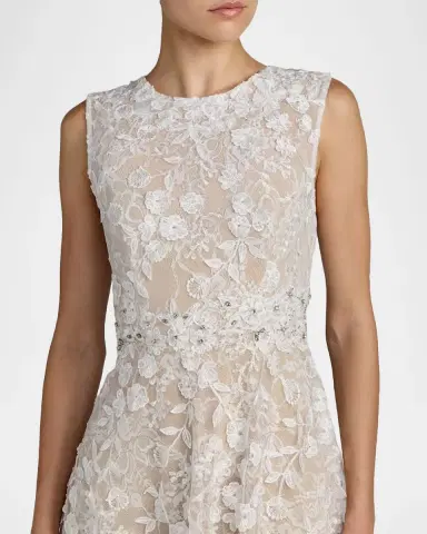 Mac Duggal Floral Embroidered Round-Neck Midi-Dress | Thumbnail 5 Mac Duggal Floral Embroidered Round-Neck Midi-Dress | Thumbnail 5