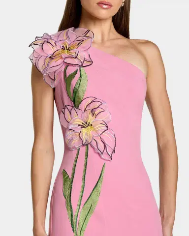 Mac Duggal Floral Appliqué One-Shoulder Gown | Thumbnail 3 Mac Duggal Floral Appliqué One-Shoulder Gown | Thumbnail 3