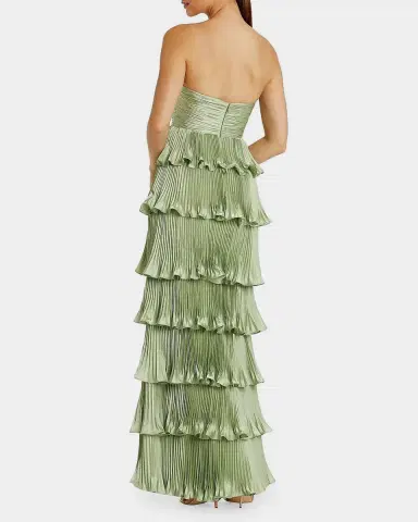 Mac Duggal Ieena Pleated Charmeuse Strapless Tiered Ruffle Gown | Thumbnail 2 Mac Duggal Ieena Pleated Charmeuse Strapless Tiered Ruffle Gown | Thumbnail 2