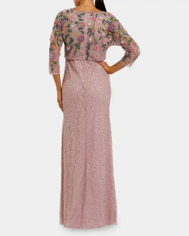 Mac Duggal Floral Beaded Mesh Gown | Thumbnail 2 Mac Duggal Floral Beaded Mesh Gown | Thumbnail 2