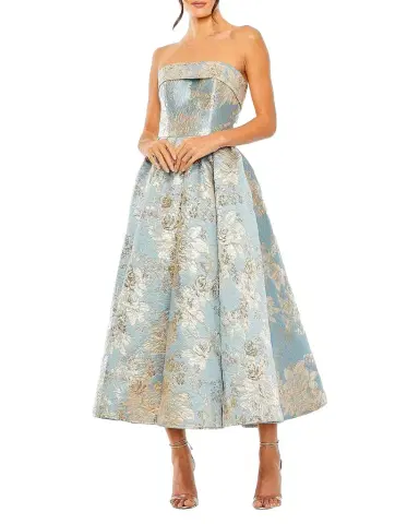 Mac Duggal Floral Brocade Midi Dress | Thumbnail 1 Mac Duggal Floral Brocade Midi Dress | Thumbnail 1