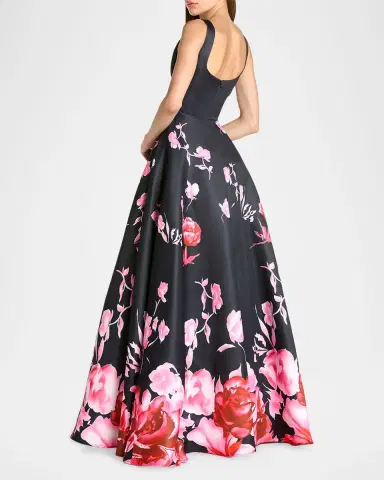 Mac Duggal Floral Satin Ball Gown | Thumbnail 2 Mac Duggal Floral Satin Ball Gown | Thumbnail 2