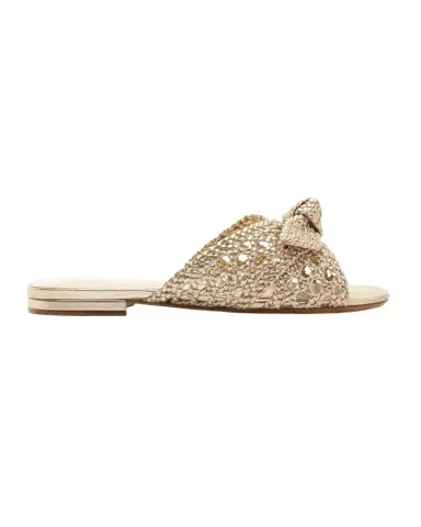 Alexandre Birman Belinda Woven Metallic Leather Flat Slide Sandals | Thumbnail 1 Alexandre Birman Belinda Woven Metallic Leather Flat Slide Sandals | Thumbnail 1