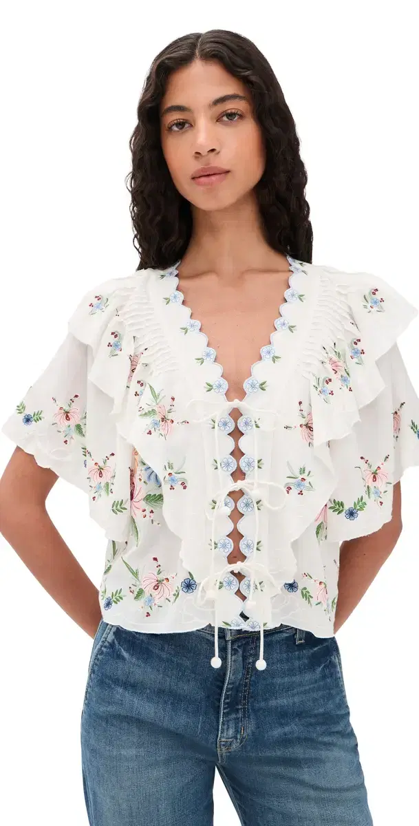 Serafina Embroidered Top Cream Serafina Embroidered Top Cream