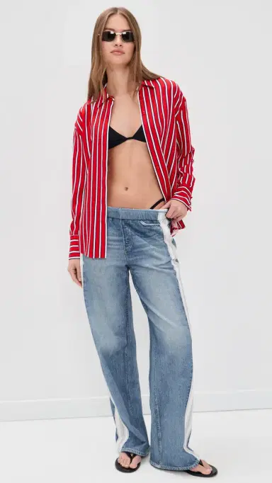ALICE + OLIVIA Dimitra Oversized High ow Button Down Shirt Teakwood Chili Pepper | Thumbnail 5 ALICE + OLIVIA Dimitra Oversized High ow Button Down Shirt Teakwood Chili Pepper | Thumbnail 5