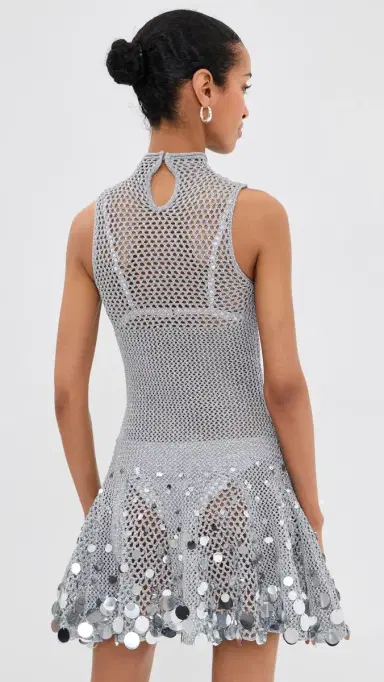 Casablanca Crochet Mirror Mini Dress Silver | Thumbnail 3 Casablanca Crochet Mirror Mini Dress Silver | Thumbnail 3