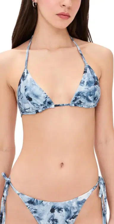 Good American Print String Bikini Top Blue Angel Print | Thumbnail 1 Good American Print String Bikini Top Blue Angel Print | Thumbnail 1