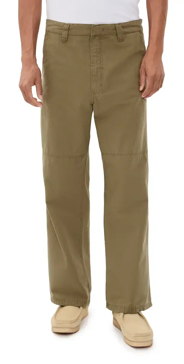Genua Plie Straight Loose Leg Chino Trousers Green Genua Plie Straight Loose Leg Chino Trousers Green
