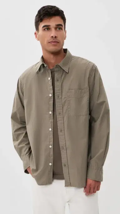 Madewell Long Sleeve Poplin Shirt Dark Driftwood | Thumbnail 2 Madewell Long Sleeve Poplin Shirt Dark Driftwood | Thumbnail 2