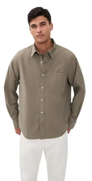 Madewell Long Sleeve Poplin Shirt Dark Driftwood | Thumbnail 1 Madewell Long Sleeve Poplin Shirt Dark Driftwood | Thumbnail 1