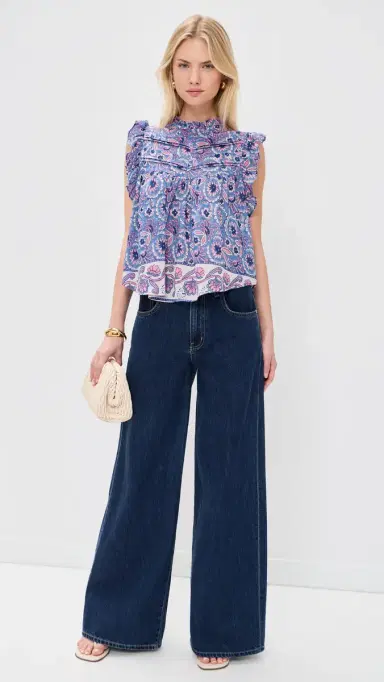 Bell Chole Top Blue with Pink Flower | Thumbnail 5 Bell Chole Top Blue with Pink Flower | Thumbnail 5