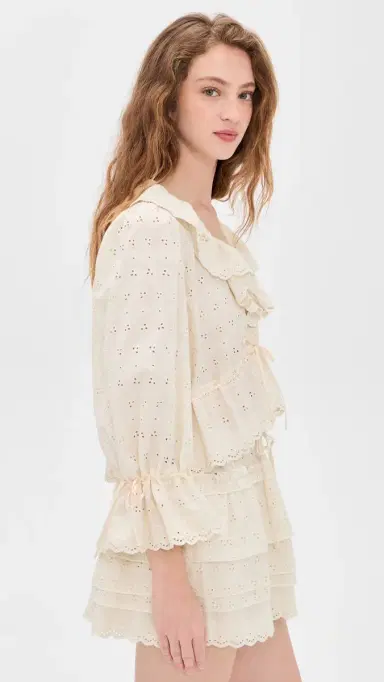 Wayf Sophia Ruffle Top Beige S | Thumbnail 4 Wayf Sophia Ruffle Top Beige S | Thumbnail 4