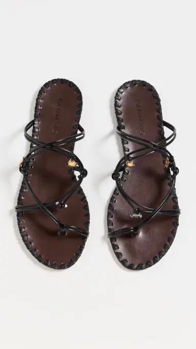 Farm Rio Sea Flat Sandals Black And Cuoio | Thumbnail 5 Farm Rio Sea Flat Sandals Black And Cuoio | Thumbnail 5