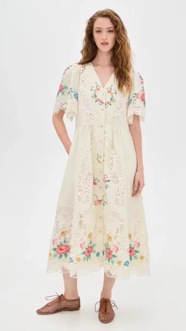 Sea Astrid Embroidery Short Sleeve Midi Dress ulti | Thumbnail 2 Sea Astrid Embroidery Short Sleeve Midi Dress ulti | Thumbnail 2