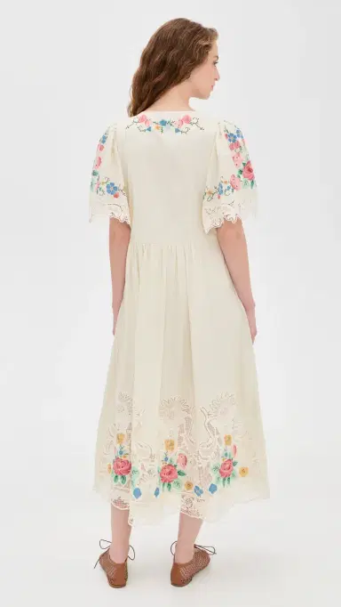Sea Astrid Embroidery Short Sleeve Midi Dress ulti | Thumbnail 3 Sea Astrid Embroidery Short Sleeve Midi Dress ulti | Thumbnail 3