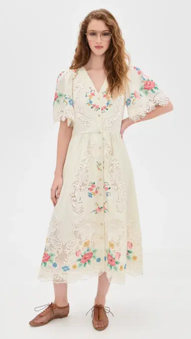 Sea Astrid Embroidery Short Sleeve Midi Dress ulti | Thumbnail 5 Sea Astrid Embroidery Short Sleeve Midi Dress ulti | Thumbnail 5